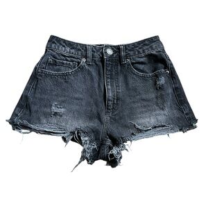 Garage Denim Festival Shorts Black Destructed Size 0/24